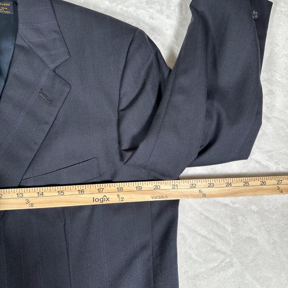 Brooks Brothers Makers Blazer Men Size 42 Black Striped 100% Wool Made USA GUC - Picture 4 of 8